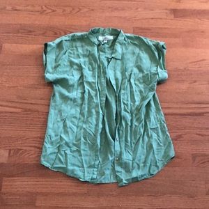 Green short sleeve button up